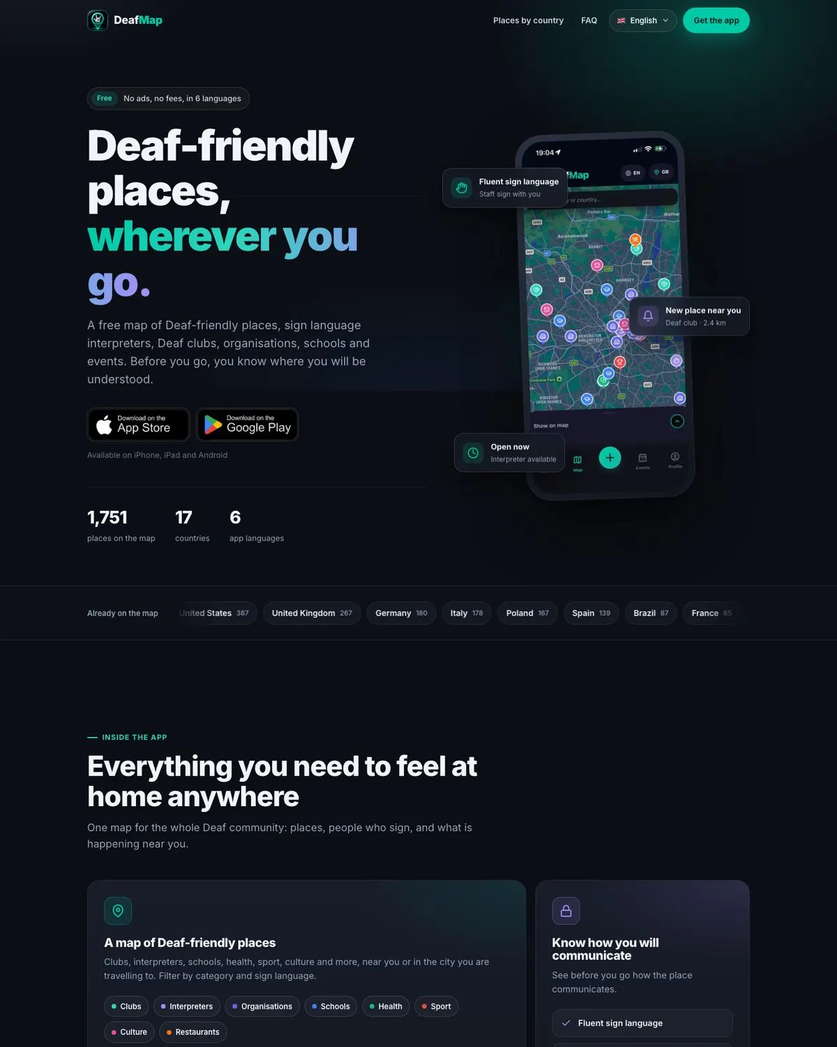 DeafMap homepage